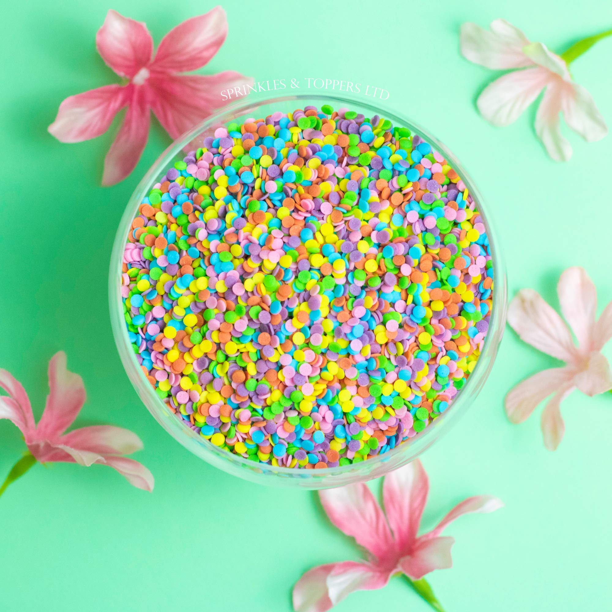 Sprinkles & Toppers Ltd Matt Rainbow Confetti ~ 3mm bakestable (50)