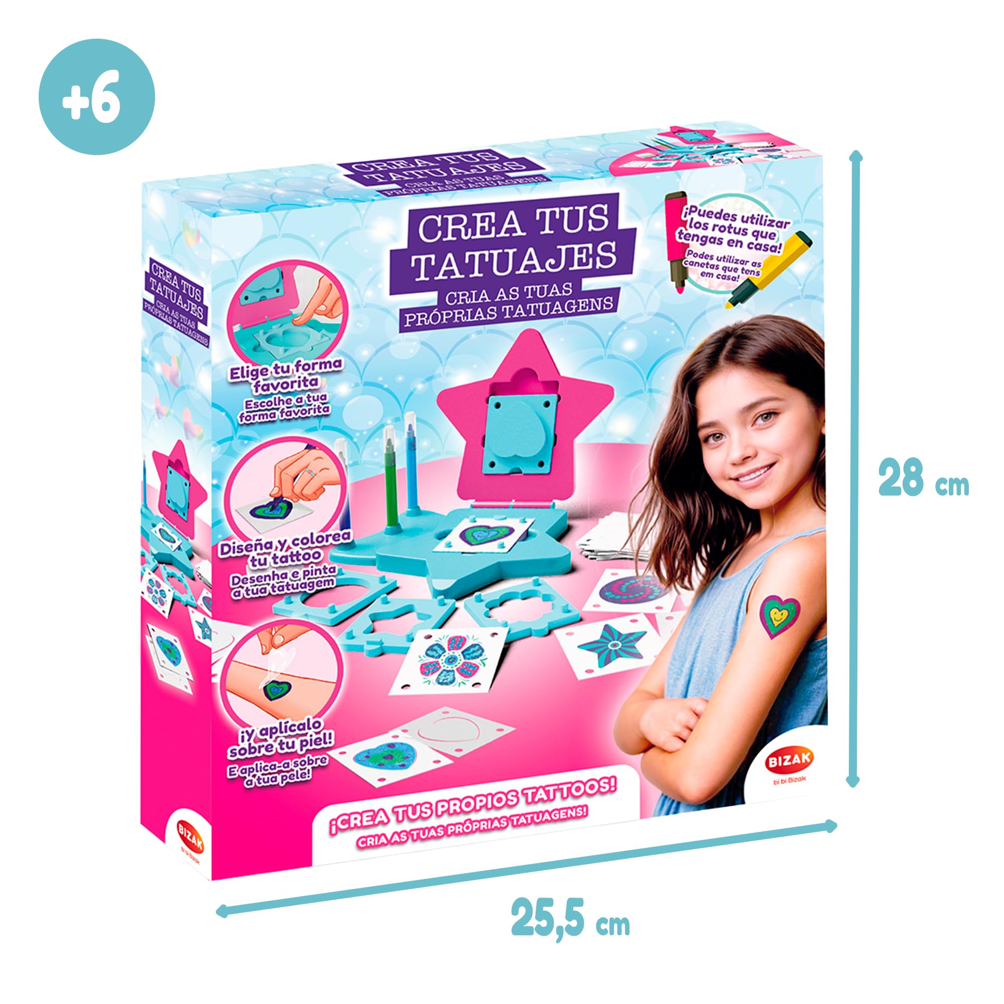 CREA Tus Tatuajes, Plasma tu Estilo en tu Piel, 40 Tatuajes de 4 Formas Diferentes, Diseña sin límite, Bizak (35005069)