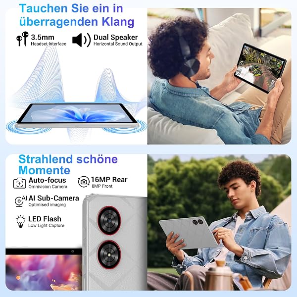 LORDWIT Tablet 11 Zoll Android 16, 36GB RAM 512GB ROM/1TB TF, Dual SIM 4G LTE + 5G WiFi, 90Hz HD IPS Display, Octa Core, Widevine L1,WLAN, GPS, Tablets mit Tastatur/Hülle/Kopfhörer/Touch-Stift/Maus - 5