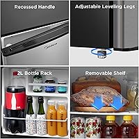 Vista 7 de Midea MERM17B0ASL 1.7 pies cúbicos Mini refrigerador, refrigerador compacto con termostato ajustable, puerta reversible, bajo nivel de ruido
