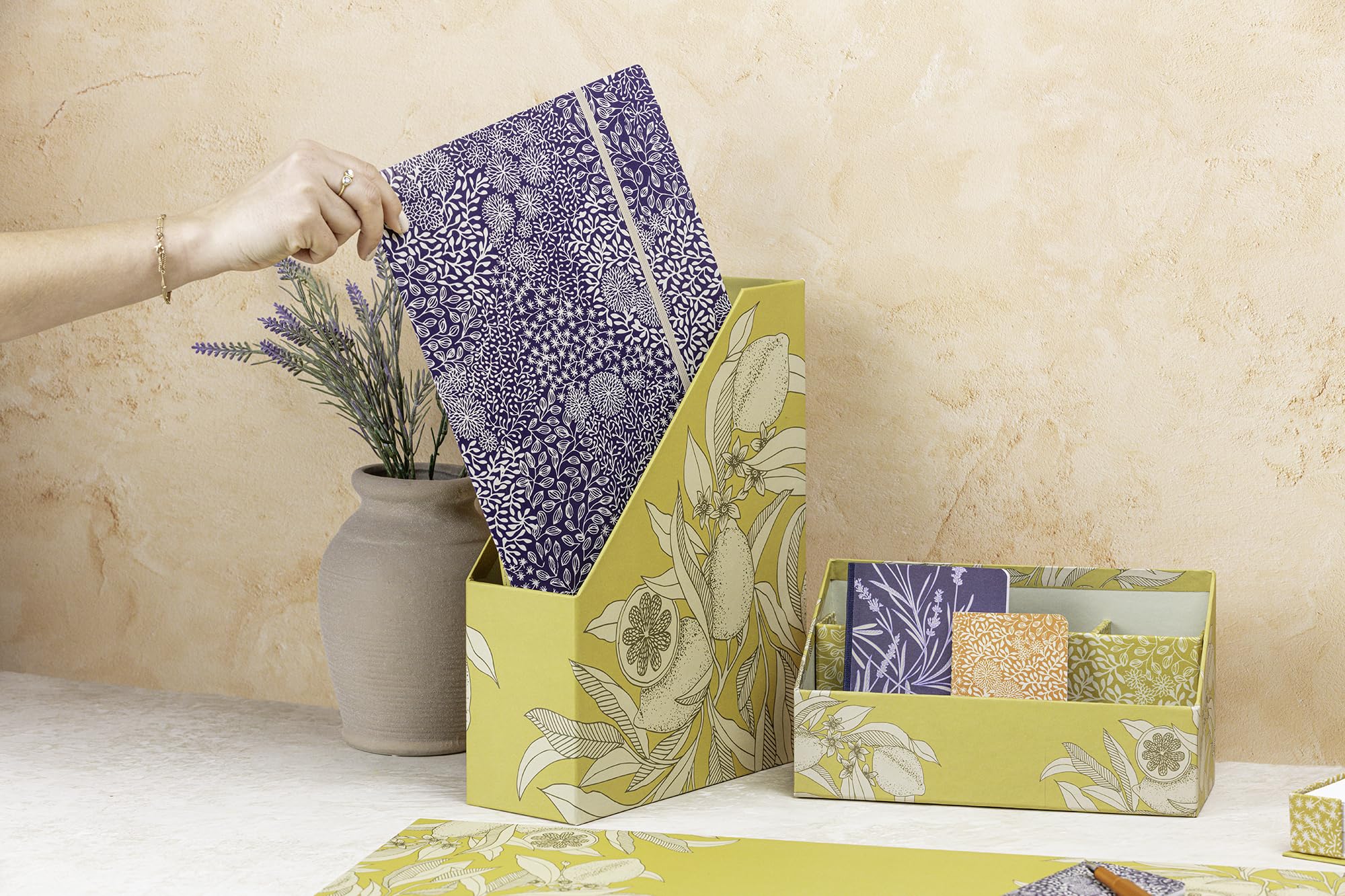 Clairefontaine Porte-Revue Fleurs de Citronnier Carton 25x10x32,5cm Jardin des Sens
