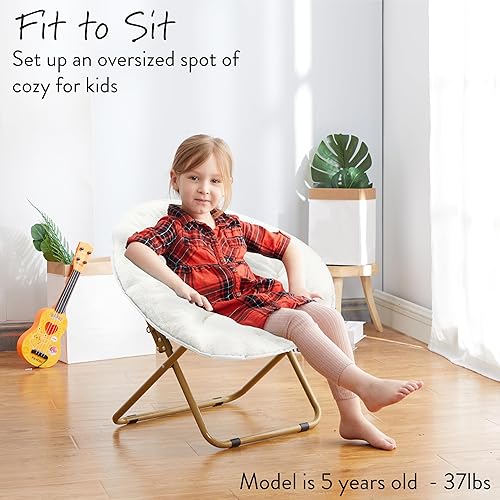 Miniatura 5 de Heritage Kids Silla plegable de piel sintética blanca con base dorada de 23 pulgadas Kids Saucer™ Blanco con base dorada,Negro con base negra,Negro