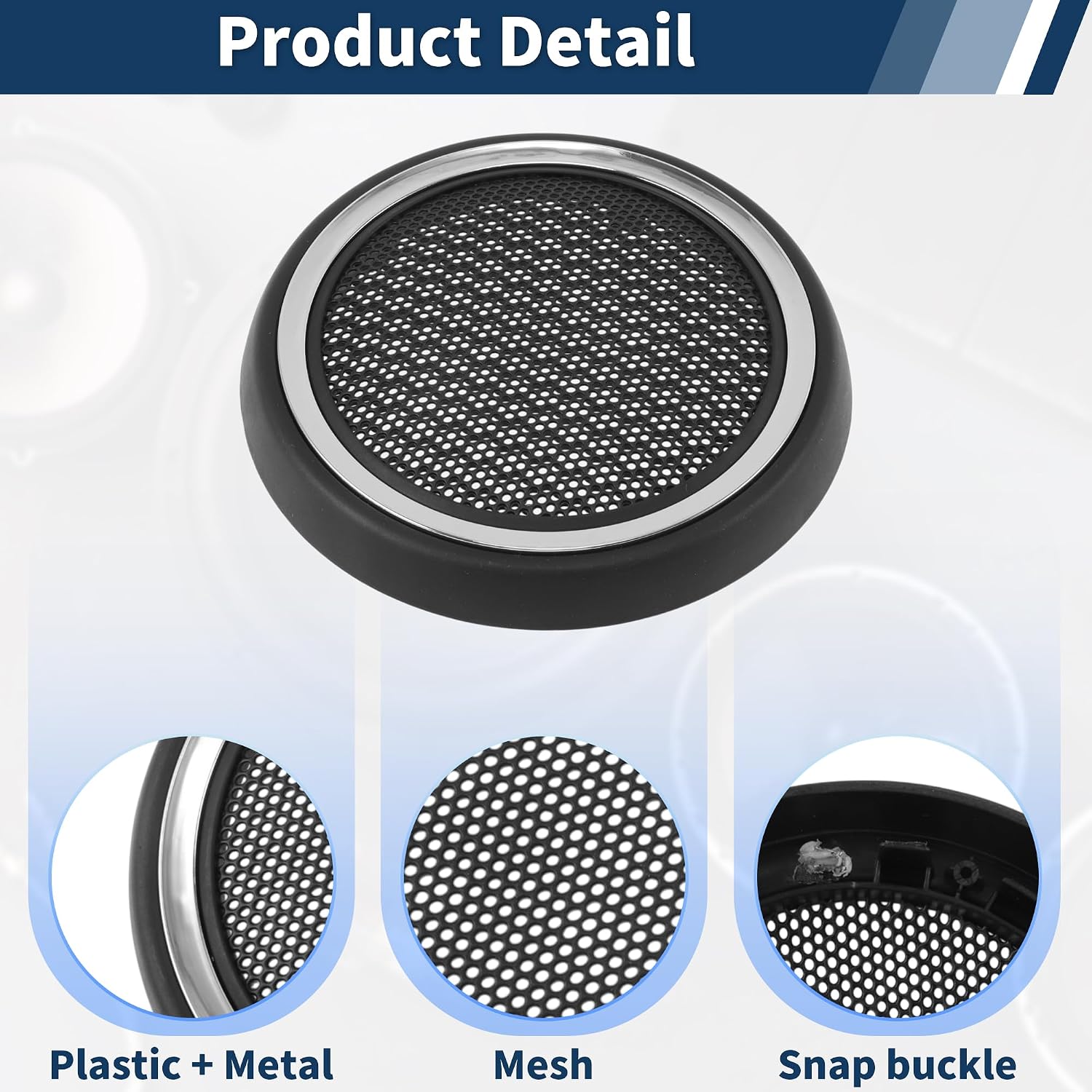 Motoforti Universal Front Door Bottom Speaker Grills Cover for BMW Mini Cooper Clubman R55 2007-2014 Black Chrome Tone Snap-In Mounting Plastic Metal 1 Set