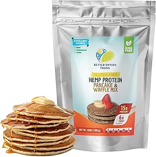 Hemp Protein Powder Waffle & Pancake Mix - Pancake and Waffle Mix with Hemp Fiber - Non GMO, Zero Dairy, Gluten & Nut Free with 20 Amino Acids, Iron & Magnesium - Better Option Foods, 3 lbs