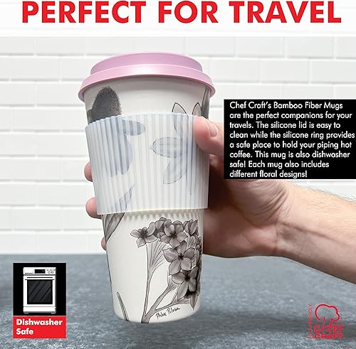 Miniatura 4 de Chef Craft Taza de viaje de fibra de bambú ecológico, juego de 4 piezas, 22 onzas, natural