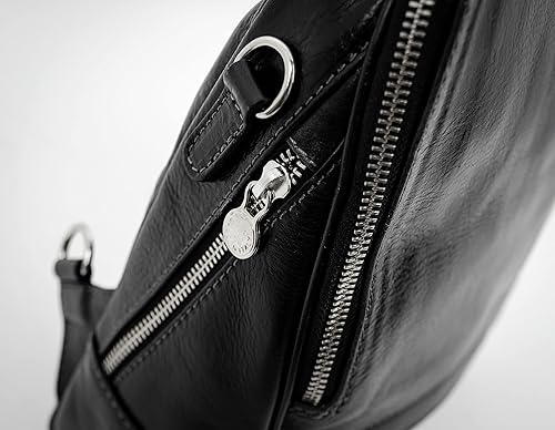 Miniatura 4 de Mochila de cuero convertible a bolso de hombro de grano completo de cuero real bolsa versátil de viaje - Resistencia al tiempo, Negro -, Viajar