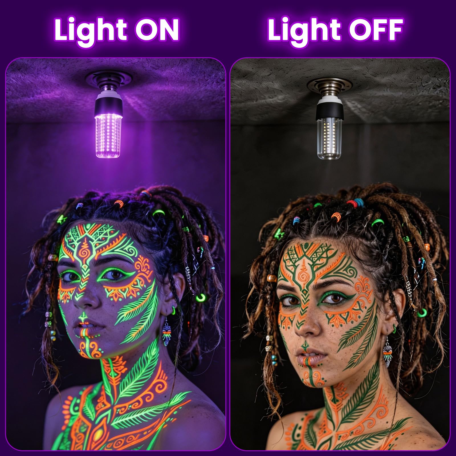 2 Stück UV Schwarzlicht Glühbirne, E27 UV Birne 15W Black Light Bulb, 395-400 nm UVA Level Schwarzlichtlampe, UV Beleuchtung für Party, Keller, Disco, Club -Schwarz