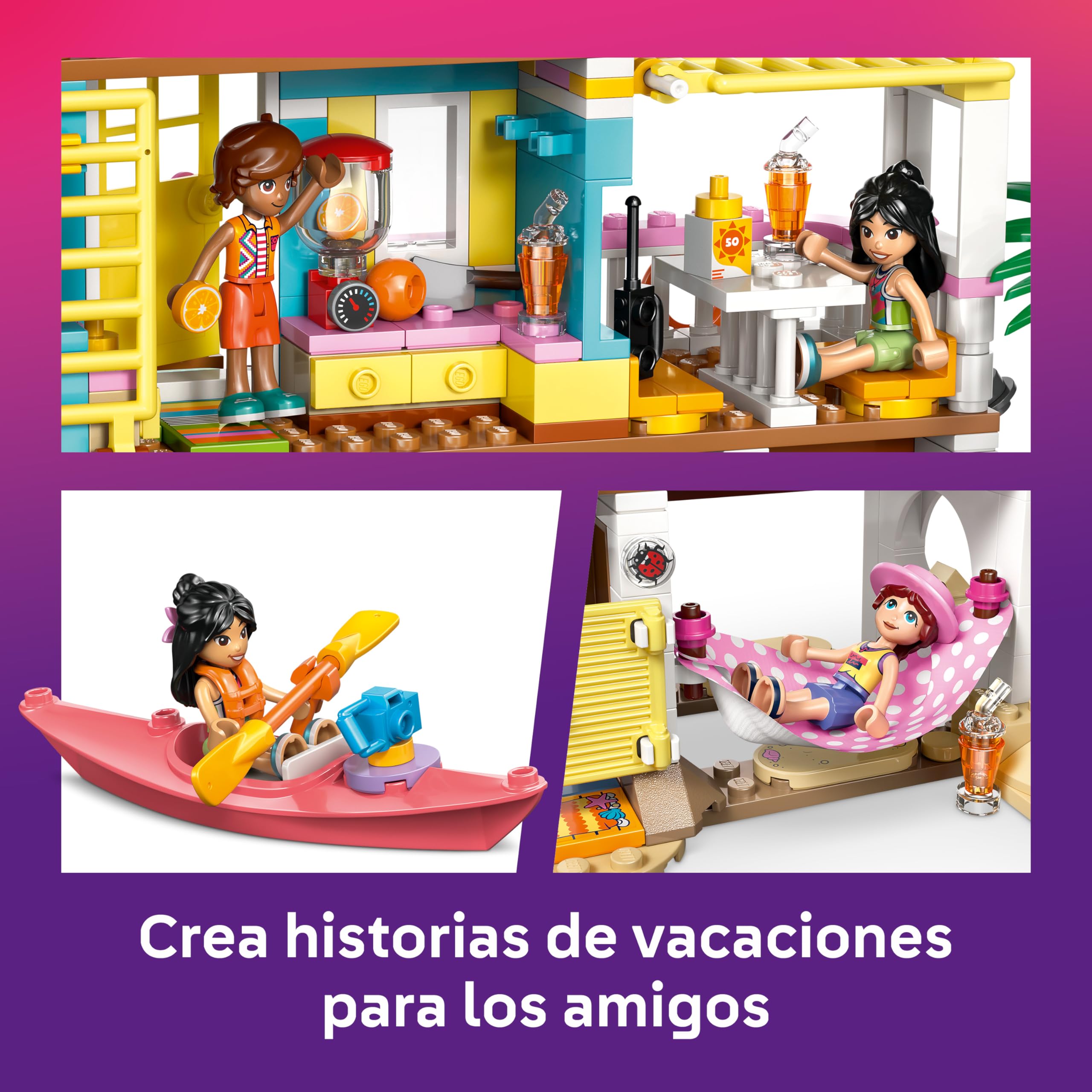 LEGO Friends Casa en la Playa con Focas - Casa de Juguete con 3 Mini Muñecos, 2 Figuras de Animales Marinos y Accesorios inc. Kayak y Tabla de Surf - Regalo de Cumpleaños para Niñas de 7+ Años - 42699