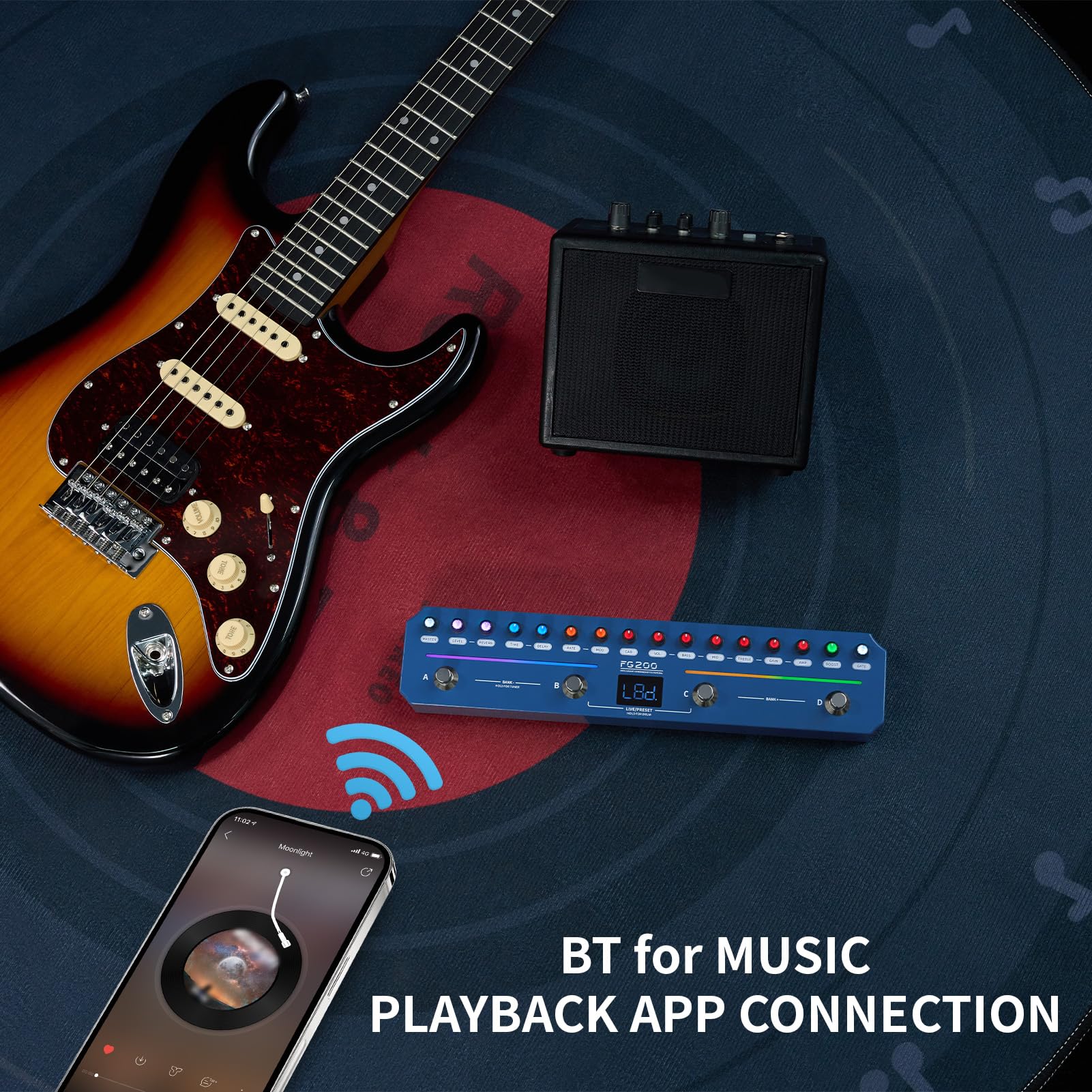 Pedaliera Multieffetti per Chitarra Elettrica con 52 Modelli AMP e 16 Simulazioni CAB - Strumento Completo per Musicisti con 7 Moduli Effetti e 40 Preset, Supporto APP e OTG