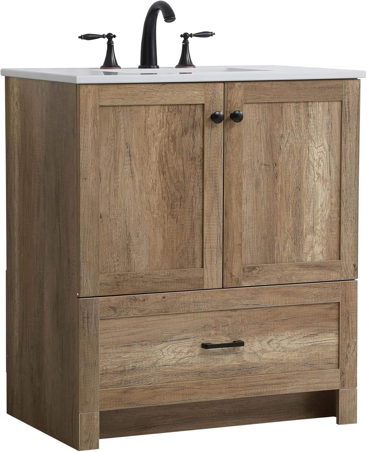 30 Single Bathroom Vanity, Soft-Close, Natural Oak