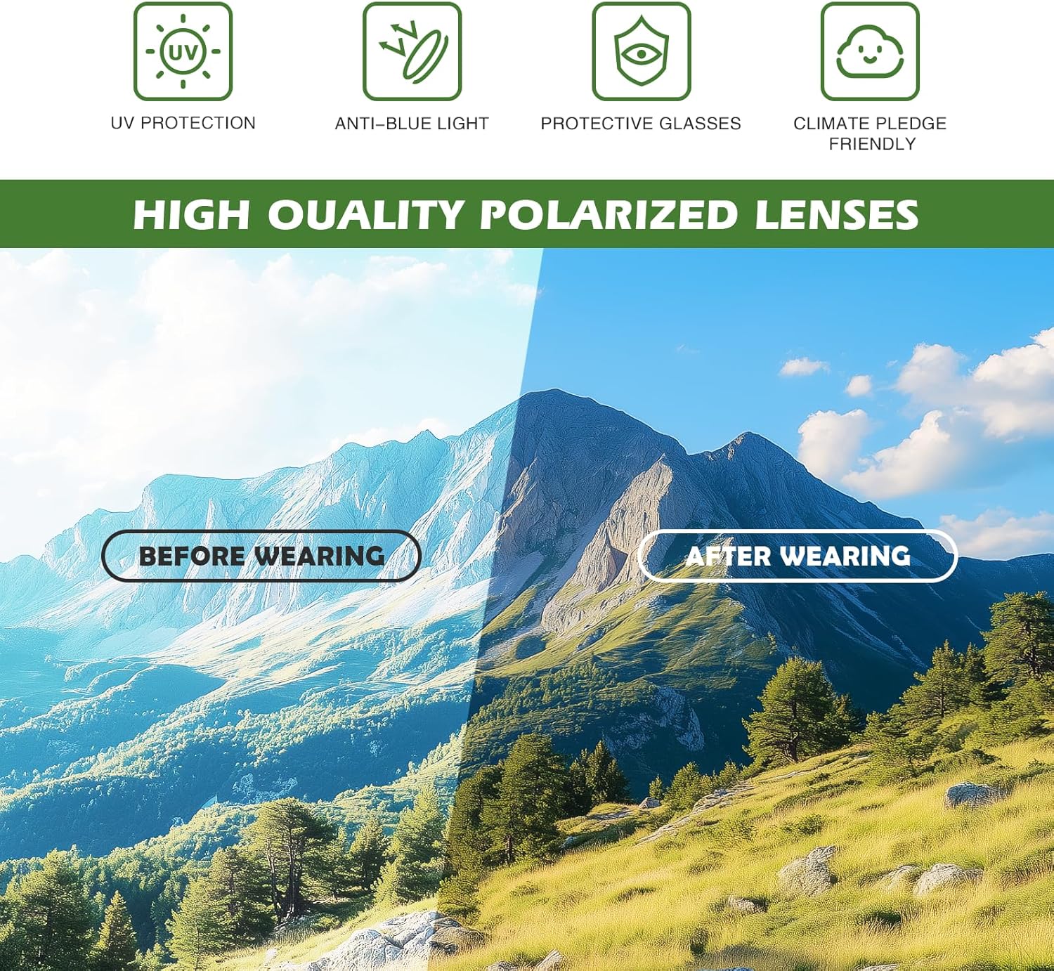 Fanshen Polarized Sports Sunglasses for Men, UV Protection Lightweight Sun Glasses for Driving Fishing Golf Cycling - Image 7