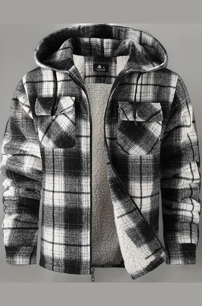 SCODI Men's Flannel Shirt Jacket Fleece Sherpa Lined Plaid Jackets Coat Full Zip Up Hoodie Winter Outwear