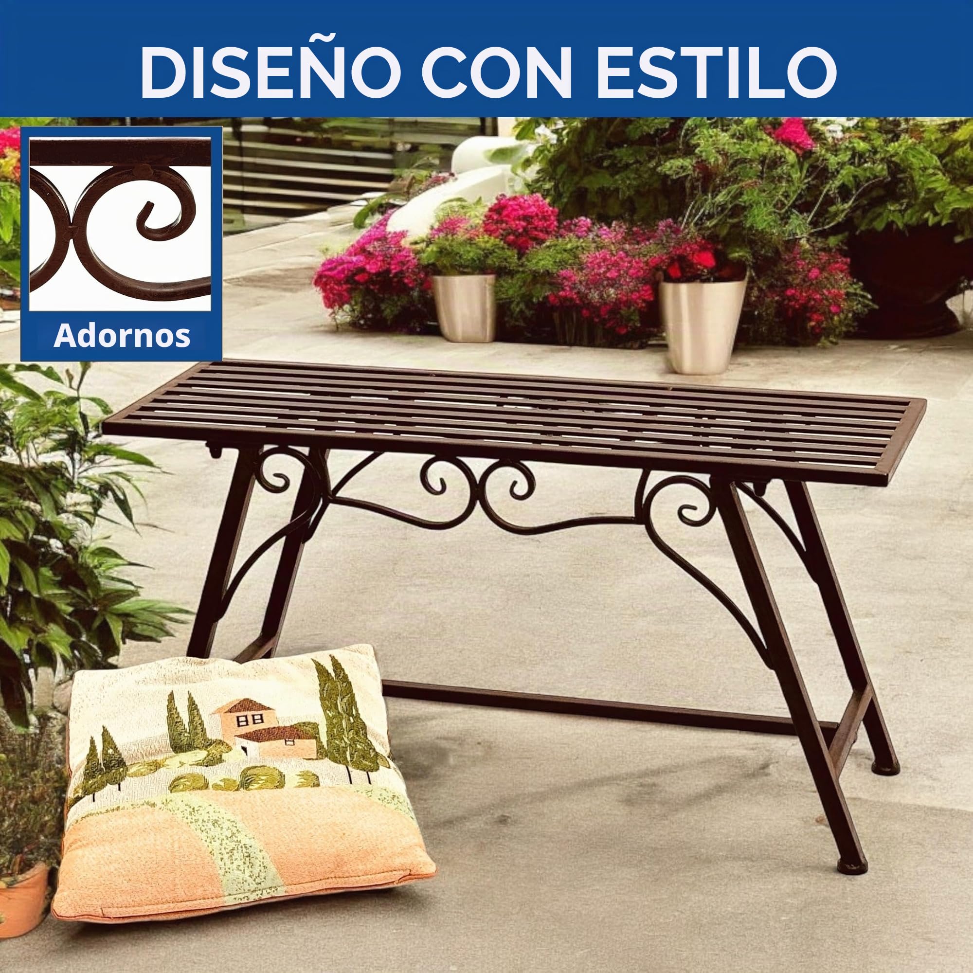 Banco "CUCCIO-S" B-83 cm 77824 Banco de jardín de metal Muebles de jardín