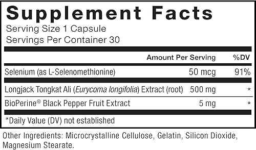 Miniatura 6 de Force Factor Longjack Tongkat Ali 500mg para hombres, extracto de Longjack para apoyar la vitalidad masculina y mejorar la conducción, cápsulas