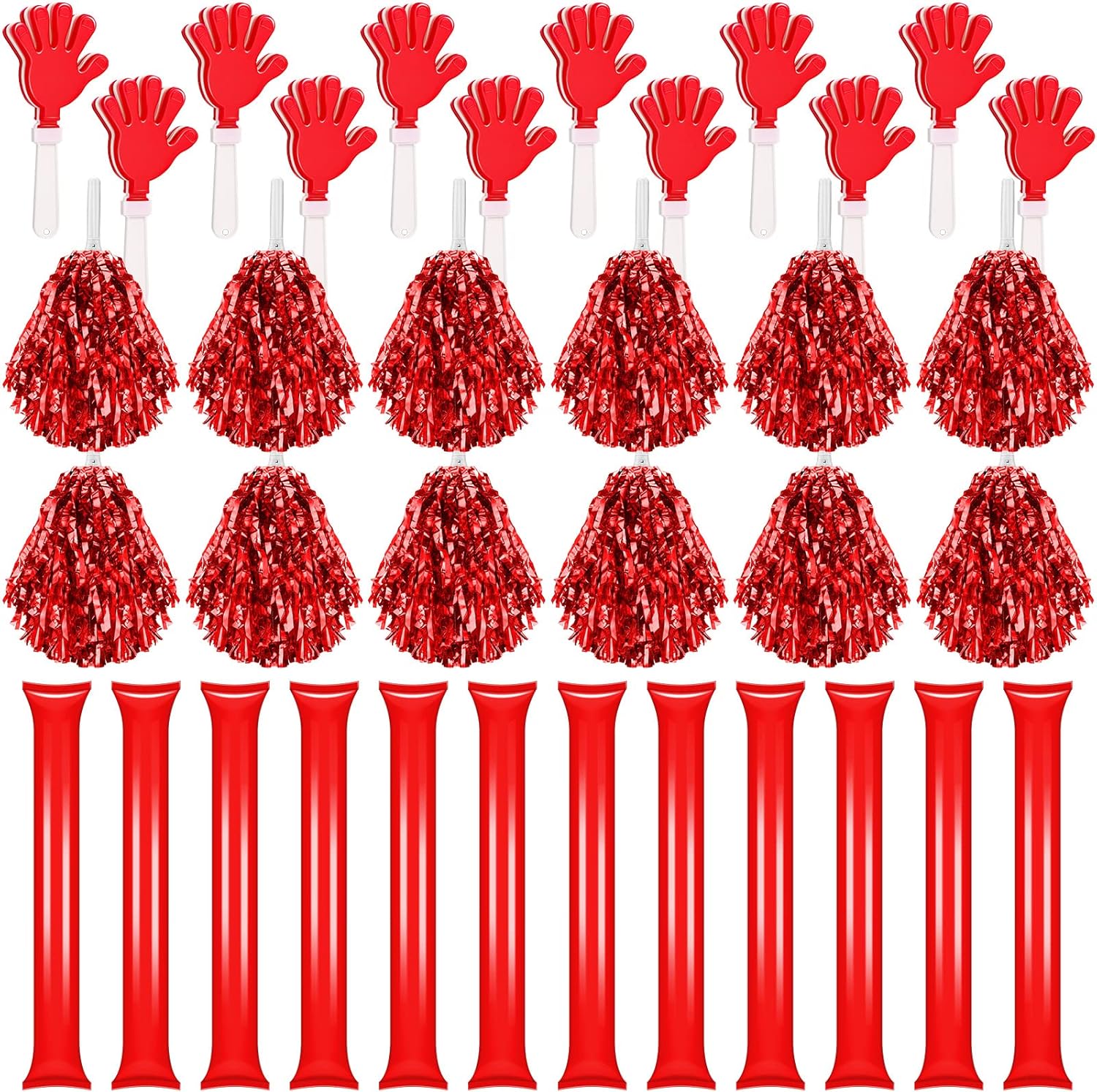 Sosation 36 Pcs Cheerleading Pom Poms Hand Clappers and Thunder Sticks