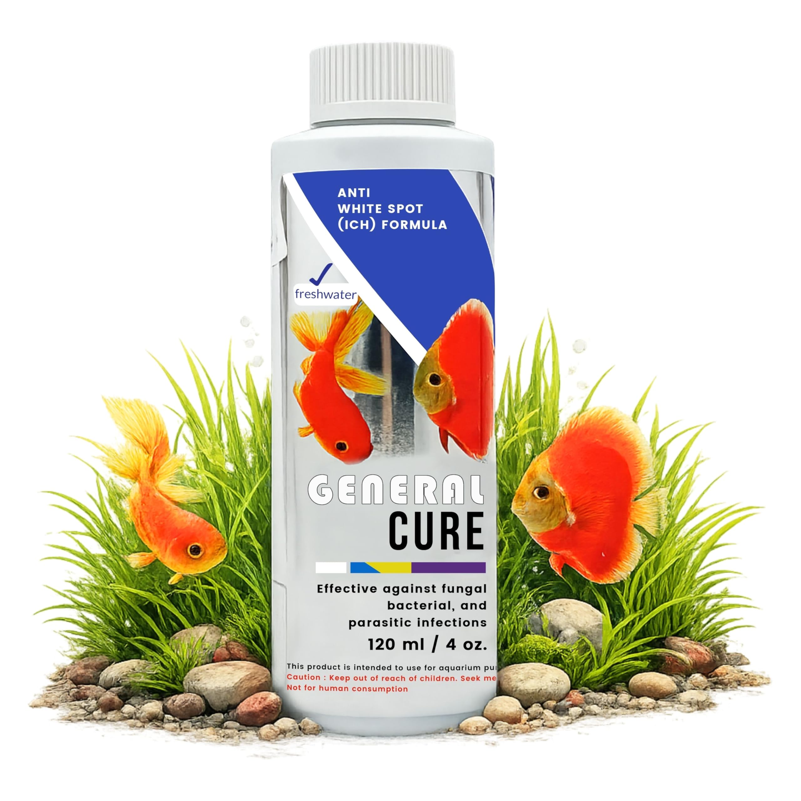 Foodie Puppies Aquatic Remedies General Cure - 120ml | Suitable for Fresh Water System | Anti White Spot Formula | Aquarium Water Medicine with Free Key Ring-image-29