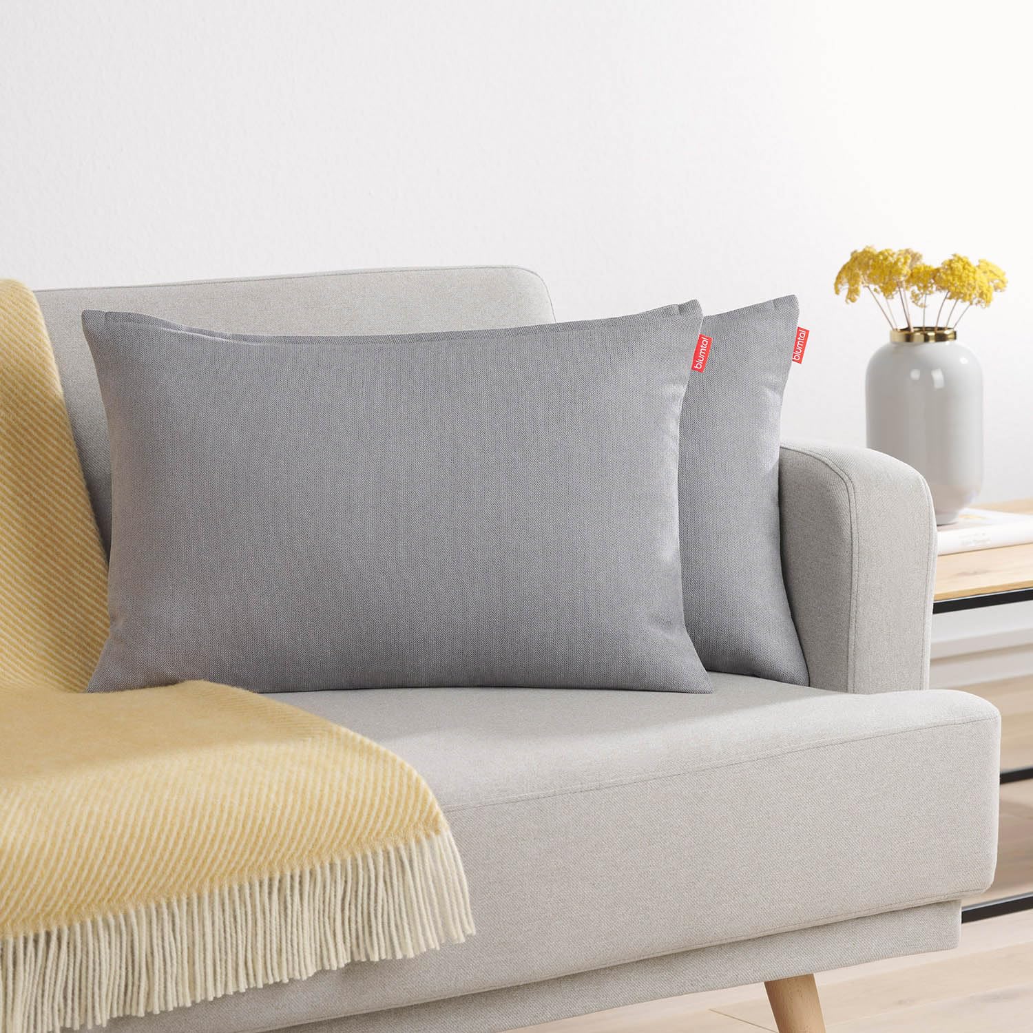 Blumtal Federe Cuscini Divano in Ciniglia, Copricuscini Divano, Federe Cuscino Divano, 2 Pezzi, 40 x 60cm, Grigio