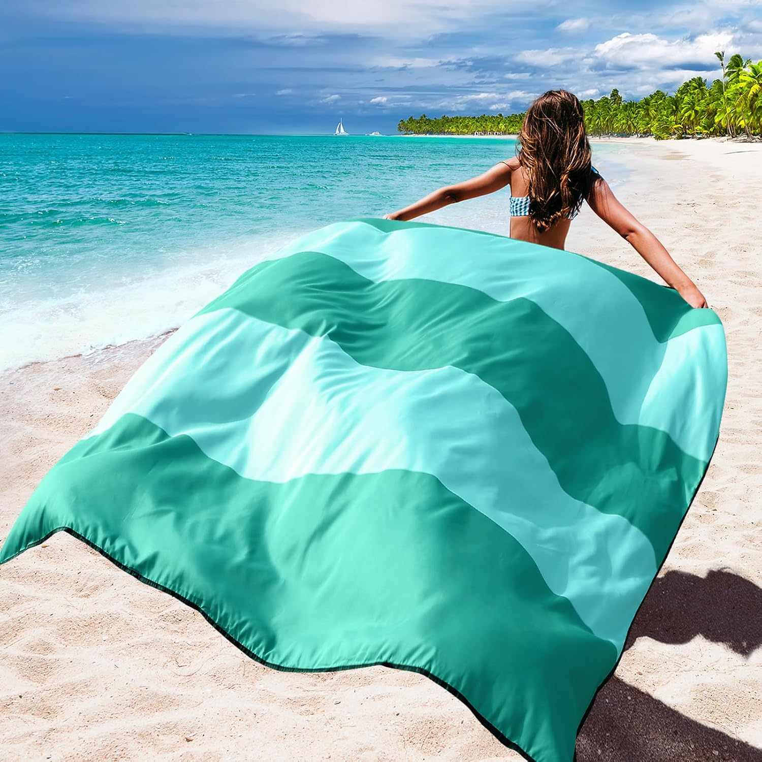  Beach Blanket Mat Waterproof Sandproof for 2-8 Adults Quick Drying thumbnail