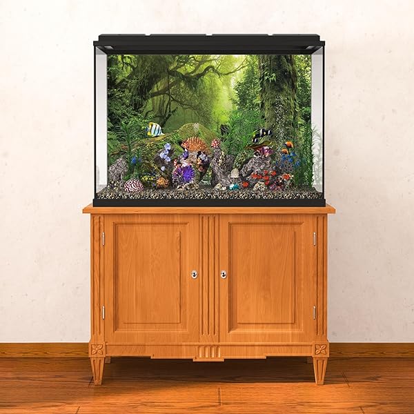 180x61cm Tropical Forest Terrarium Background Stream Green Huge Tree Reptile Habitat Background Foggy Rainforest Aquarium Background Vinyl - 4