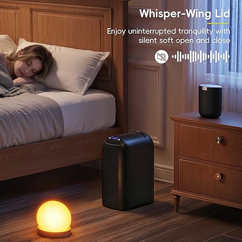 Miniatura 4 de EKO Astro Slim - Cubo de basura con sensor delgado, 10 litros2.6 galones, sin contacto, con tapa de mariposa de cierre suave, cubo de basura de