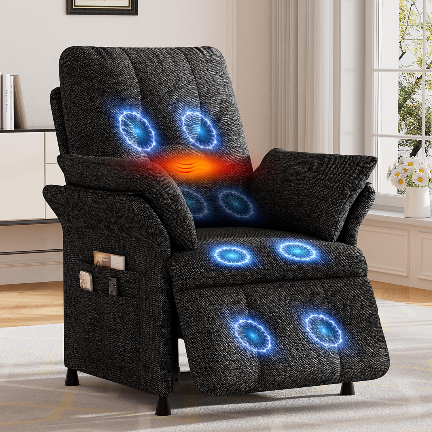 Electric Recliner Chair with Heat, Massage & Remote