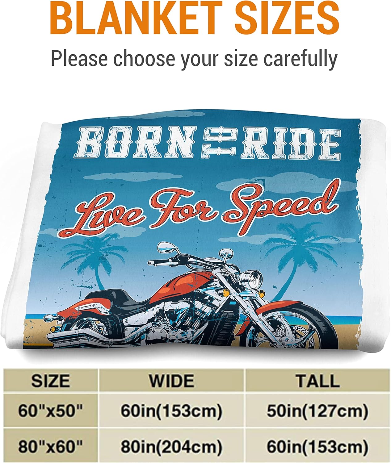Personalized Motorcycle Blanket, Biker Blankets, Rider Blanket. Premium Quality Outdoor Blanket. Fleece Throw Biker Blanket for Birthday & Christmas. (Biker Blanket 02, 50" X 60")