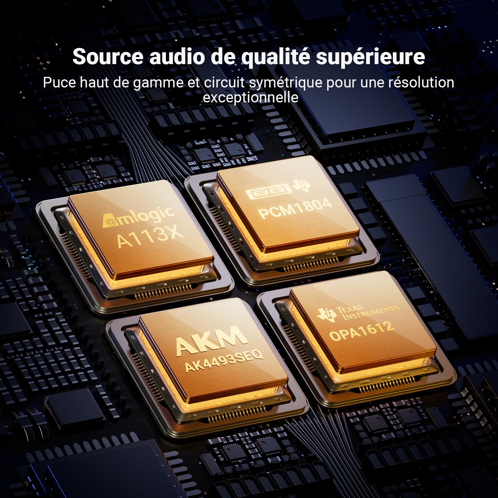 Fosi Audio S3 Music Streamer & Préampli DAC HiFi, AK4493SEQ DAC Wi-FI 6 Bluetooth 5.3, Transport Numérique avec XLR Symétrique/Opt/Sub/HDMI eARC, AirPlay 2 Spotify Connect Tidal, Égaliseur 10 Bandes | AK4493SEQ DAC, Wi-Fi 6 Bluetooth 5.3, XLR équilibré/op