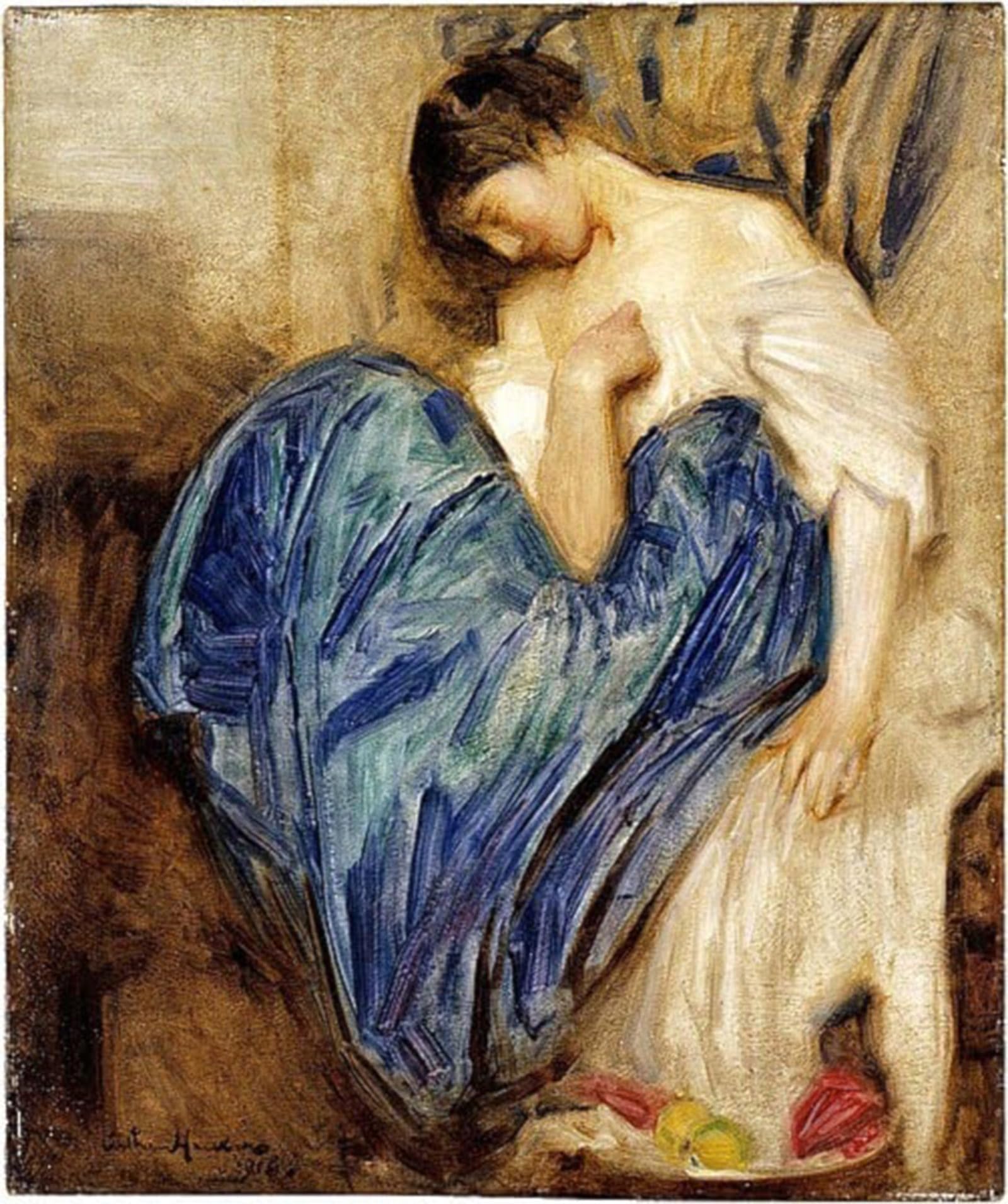 SERENDIPITP Abstract Painting Mural Print Picture Wall Decor Painting Seated Girl by Arthur Hacker Vintage Wall Artwork for Home Decor 60x90cm