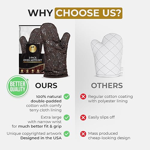 Miniatura 5 de Cook'n'Chic - Guantes de horno resistentes al calor, elegantes y hermosos, agarre de silicona platino antideslizante, largos y gruesos, exterior de