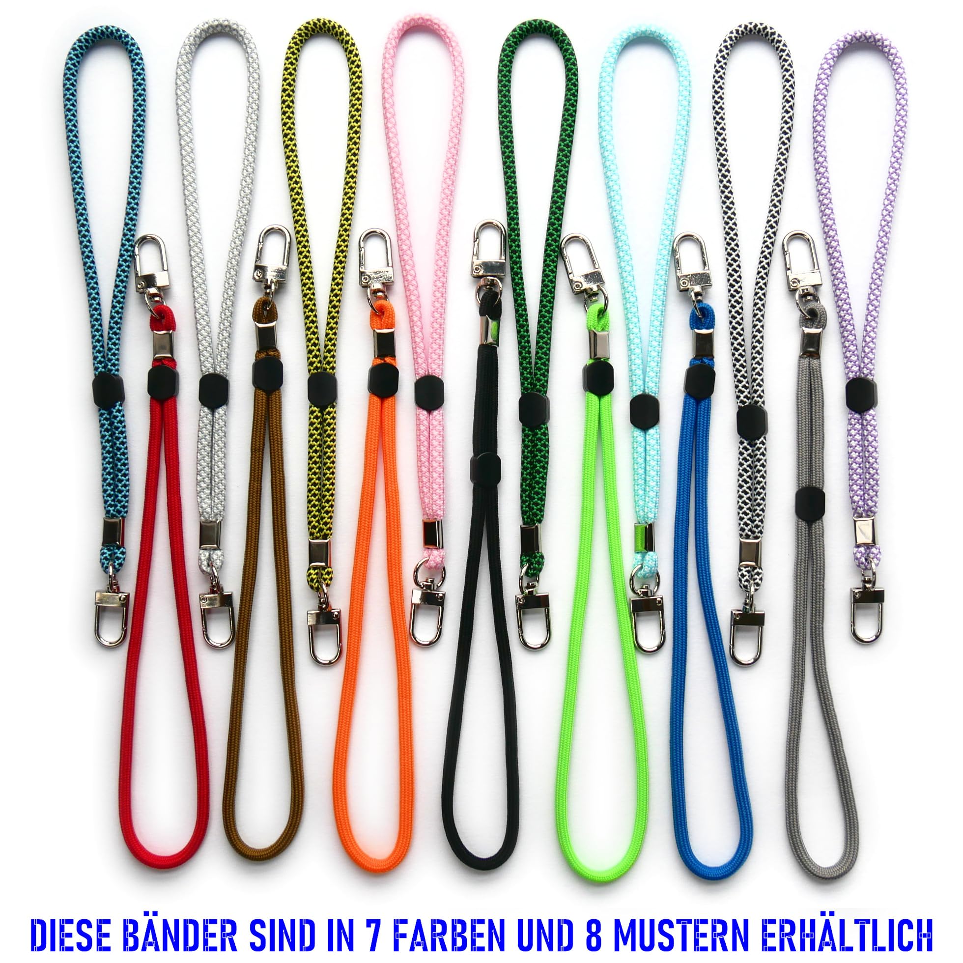 trage.band® dragonne réglable pour poignet avec mousqueton, bleu