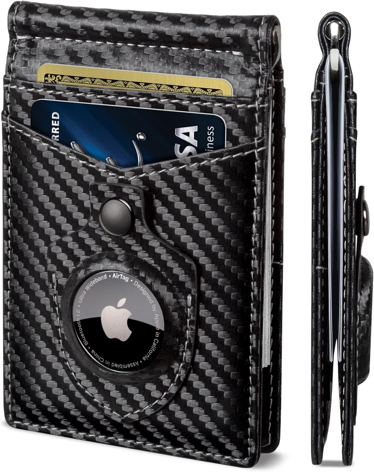 SERMAN BRANDS RFID Blocking Wallet Slim Bifold - Genuine Leather Minimalist Front Pocket Wallets for Men with Money Clip Gift