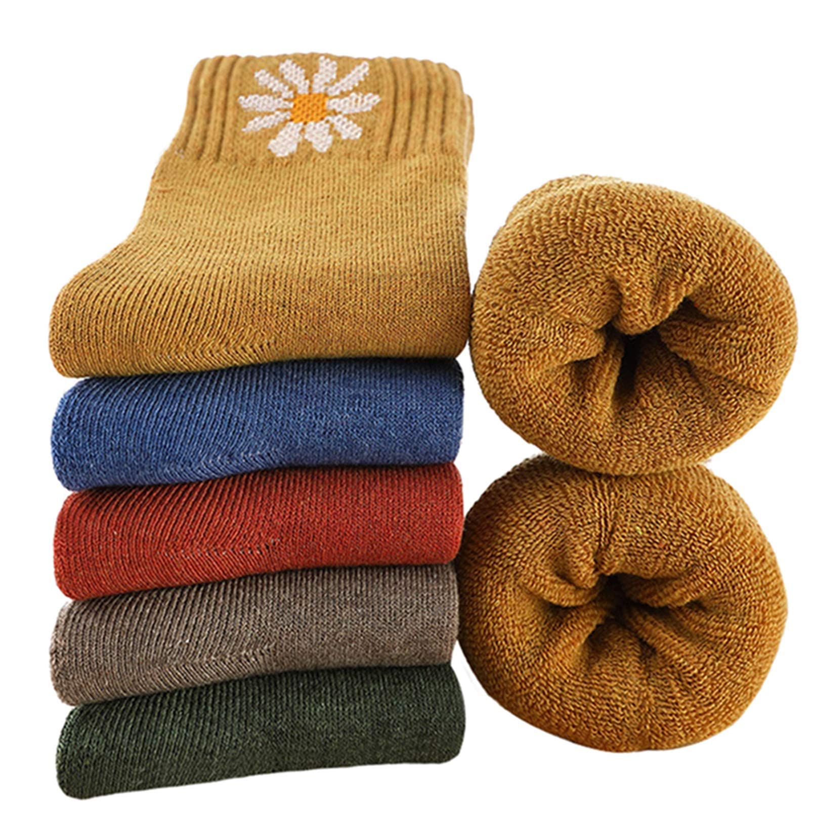 MOSOTECH Calze Termiche Donna Invernali - Colorate Spesse in Spugna, Calzini Termici Vintage di Calda per Trekking, Lavoro, calzettoni Regalo Taglia Unica 35-42