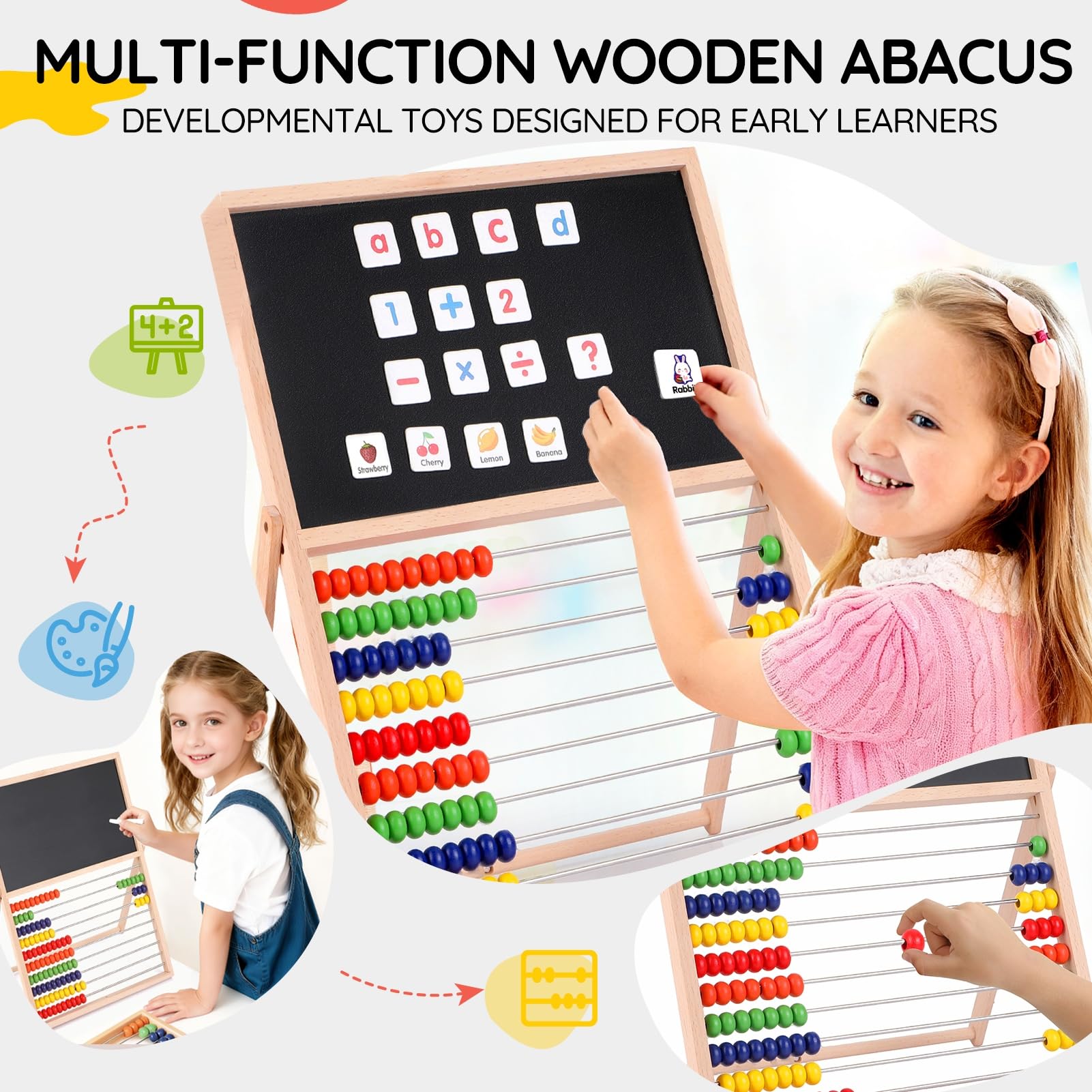 Letras y números magnéticos, ábaco para niños, matemáticas, imanes de nevera, caballete para niños, imanes del alfabeto, letras magnéticas del alfabeto, juguetes educativos de aprendizaje, regalos 5