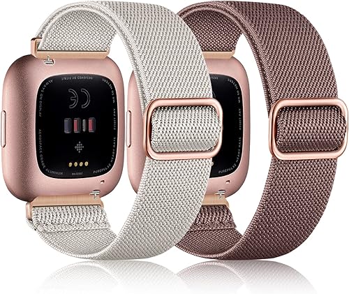 Fuleda Bandas elásticas compatibles con Fitbit Versa 2VersaVersa Lite, para mujeres y hombres, correa deportiva suave y ajustable de nailon trenzado