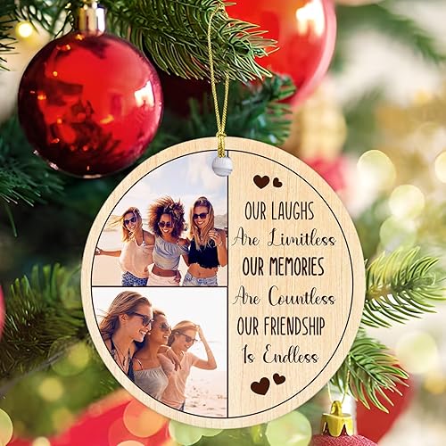 Miniatura 4 de Adorno personalizado de Navidad con texto en inglés "Best Friends Forever", Our Laughs are Limitless Our Memories are Countless Our Friendship is