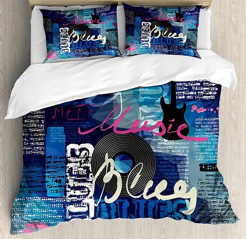 Miniatura 629 de Ambesonne Juego de funda de edredón de brújula, ilustración de mapa del mundo, marinero marítimo, equipo de vida monocromático, juego de ropa