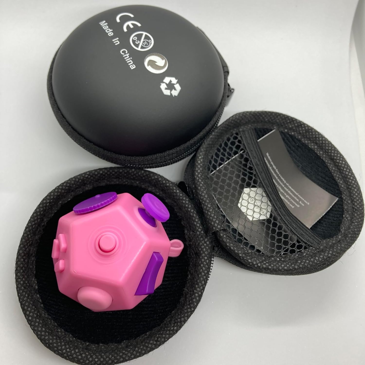 Mini Fidget Toys Cube 12 Sides Decompression Cube Anti Anxiety and Relief Stress Improve Focus Creative Unique Fidget Toy for Kids and Adults (Pink F1)
