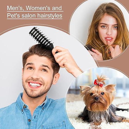 Miniatura 3 de Patelai 3 piezas de cepillo de ventilación para mujeres y hombres, cepillo de pelo negro para peinar cerdas antiestáticas para cabello húmedo corto