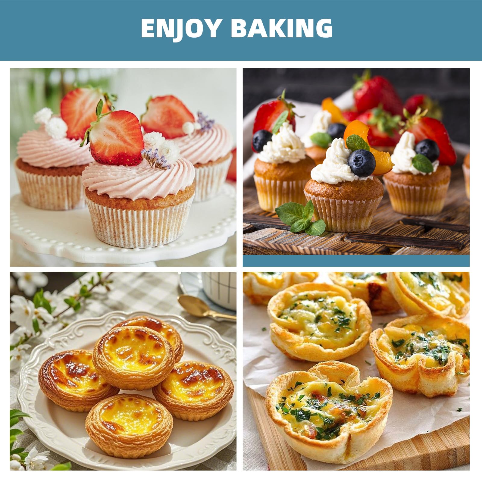 Standardowa forma do pieczenia muffinek, 12 muffinek, z metalową ramą, nieprzywierająca, silikonowa, do babeczek, browniei i budyniów, nie zawiera BPA