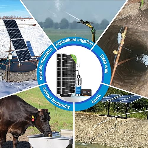 Miniatura 8 de ECO-WORTHY Kit de bomba de pozo solar de 12 V CC - Panel solar de 200 W incluido, bomba de agua sumergible, bomba de pozo portátil para áreas fuera