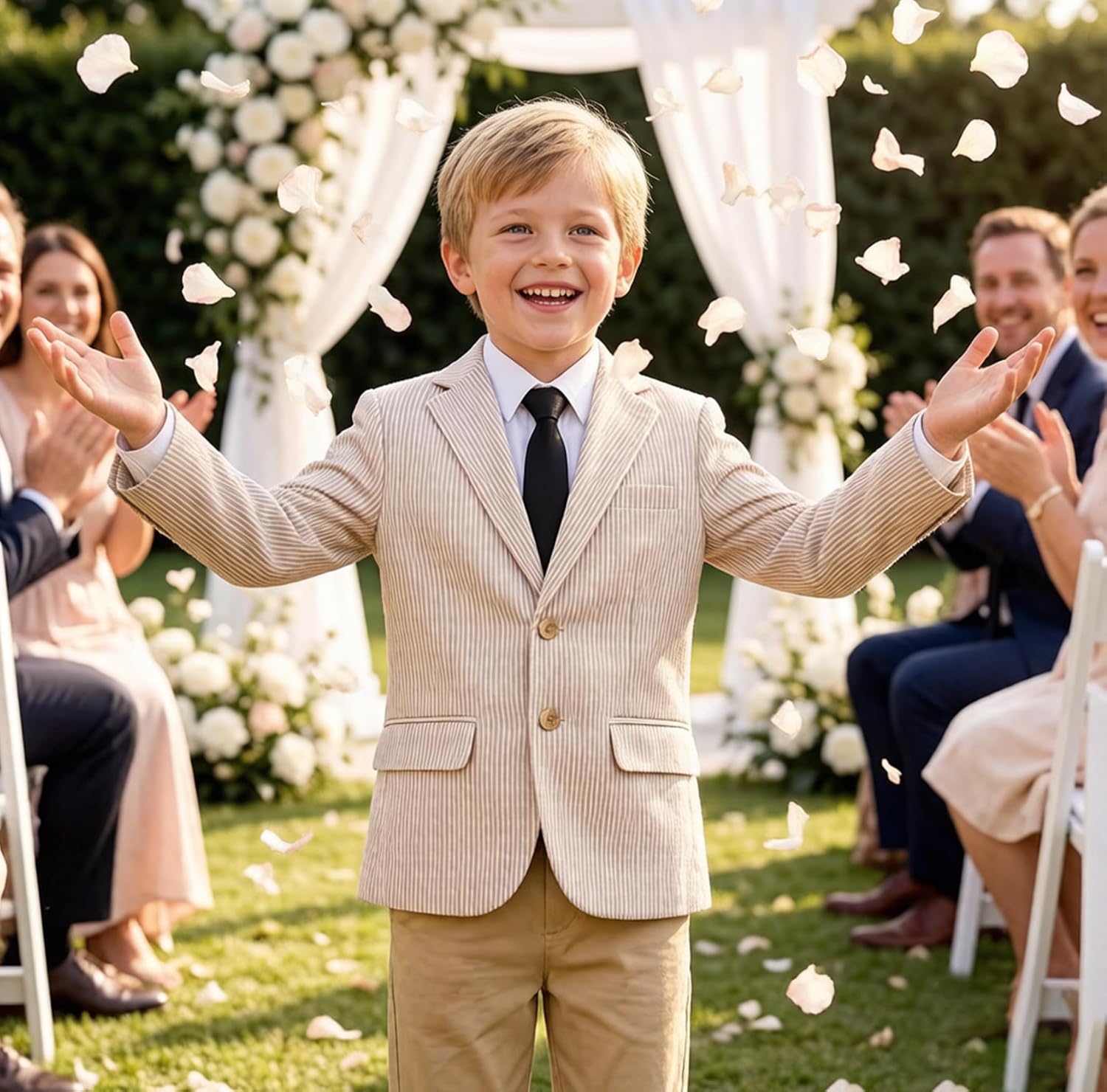 Boys Stripe Blazer Kid Formal Jacket Casual Cotton Sport Coats Lightweight