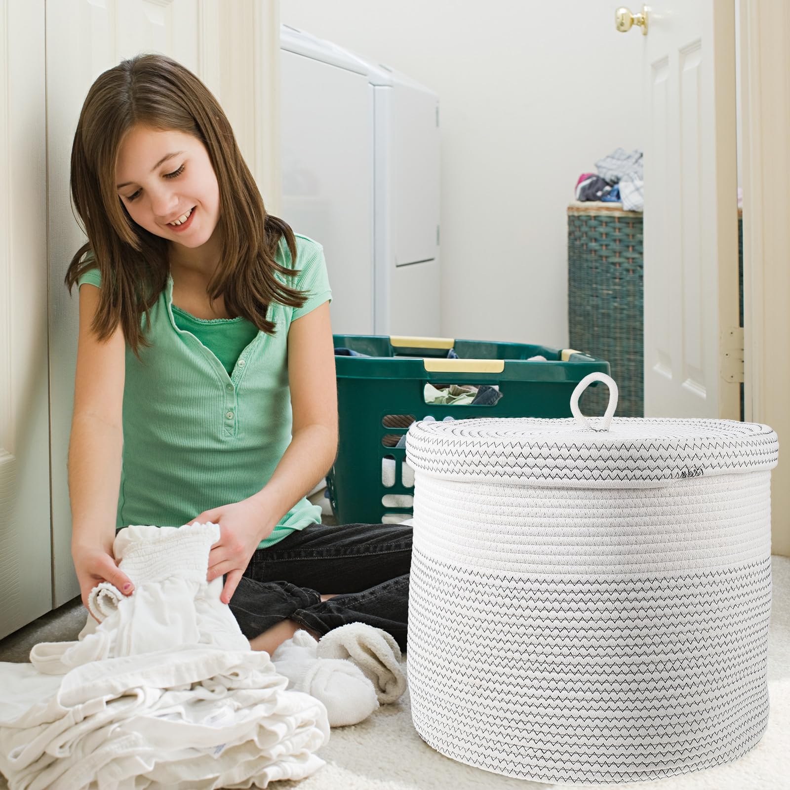Amosfun Cesta Blanco Multifuncional Almacenamiento de Ropa y Libros