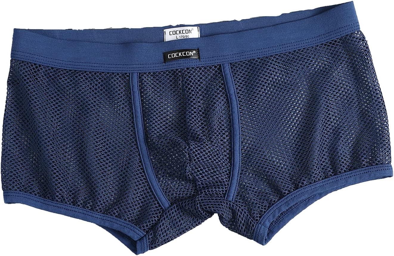 Mens Underwear Sexy Mesh Boxer Briefs,Cool See Through Soft Underpants