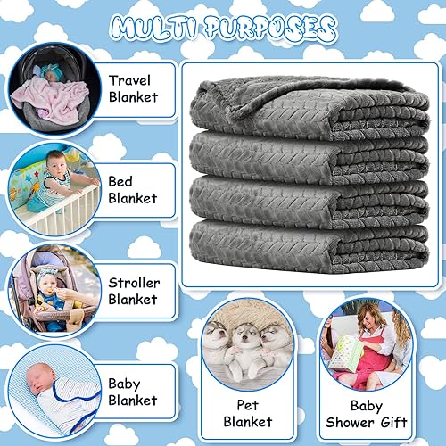 Miniatura 5 de Chumia Manta de franela para bebé, 4 piezas, manta acogedora y mullida para recién nacidos, manta Sherpa para cuna (verde lago, 24 x 32 pulgadas)