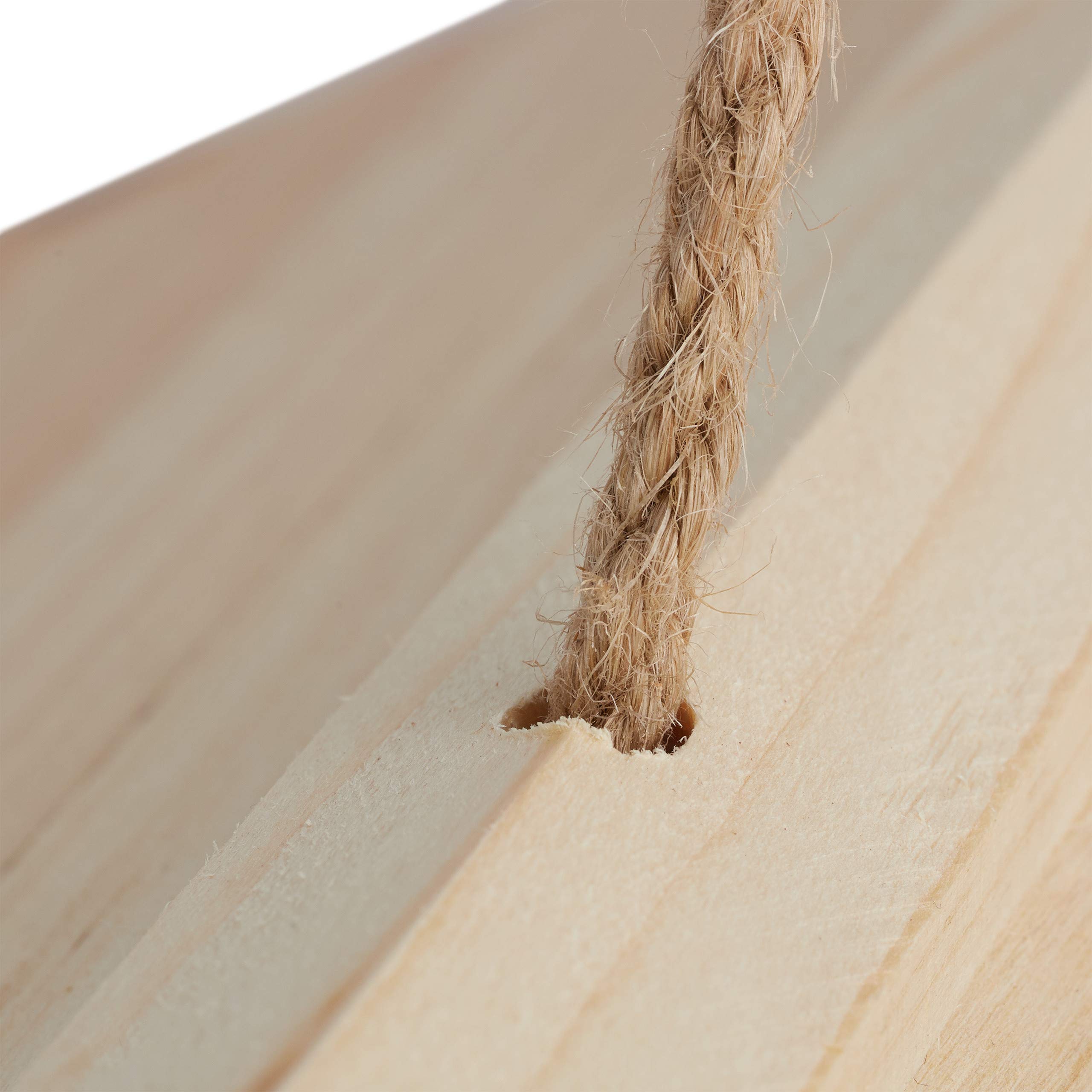 Relaxdays Casetta per Uccelli da Appendere, per Giardino & Balcone, Legno Non Trattato, Mini Mangiatoia, Legno Naturale