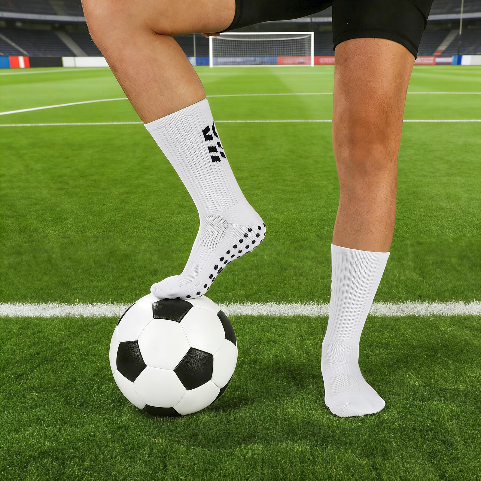 Utensilsto 3 Paar Aniti-Rutsch Fußballsocken für Herren Fussball Socken Mit Gummipunkten für Basketball Laufen Tennis Pilates