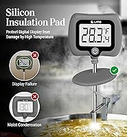 Vista 2 de Termómetro digital de dulces con clip para olla, sonda de acero inoxidable de 10 pulgadas de largo, termómetro de cocina de lectura instantánea