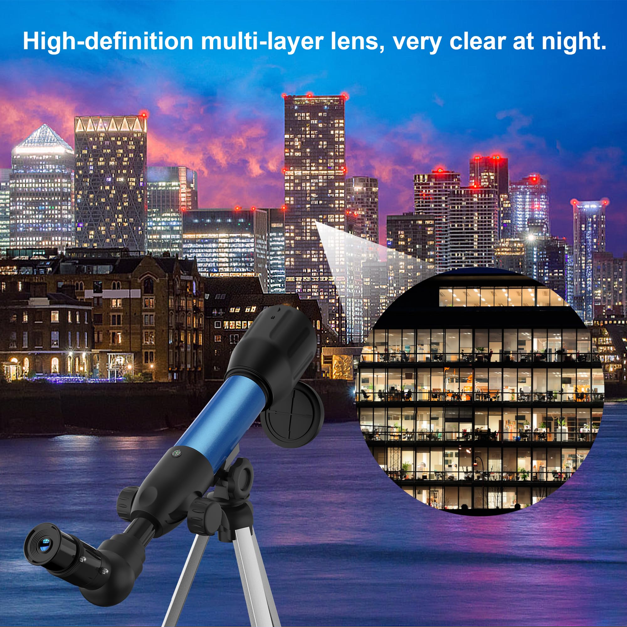 Telescopio Astronomico Bambini, 360/50mm HD, Telescopio Rifrattore Portatile con Treppiede e Principianti, Osservare Luna, Stelle, Pianeti e Paesaggi, Regalo Educativo di Natale o Compleanno