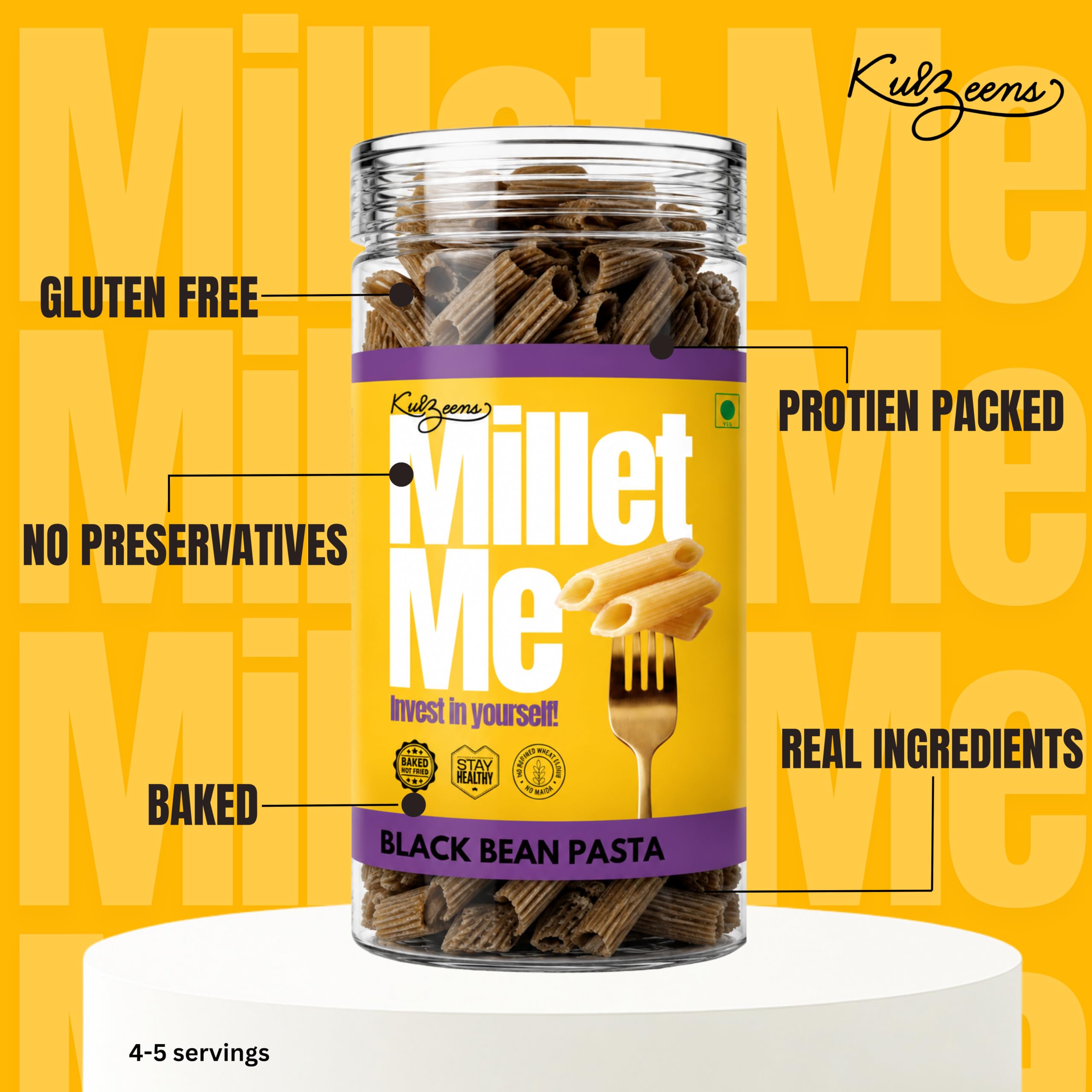 Millet Me by Kuizeens Black Bean Pasta - 250g, Pack of 1 | Gluten-Free & High-Protein | Rich in Nutrients | Easy-to-Make | No MSG | Preservative Free | Jain | No Onion & Garlic 3
