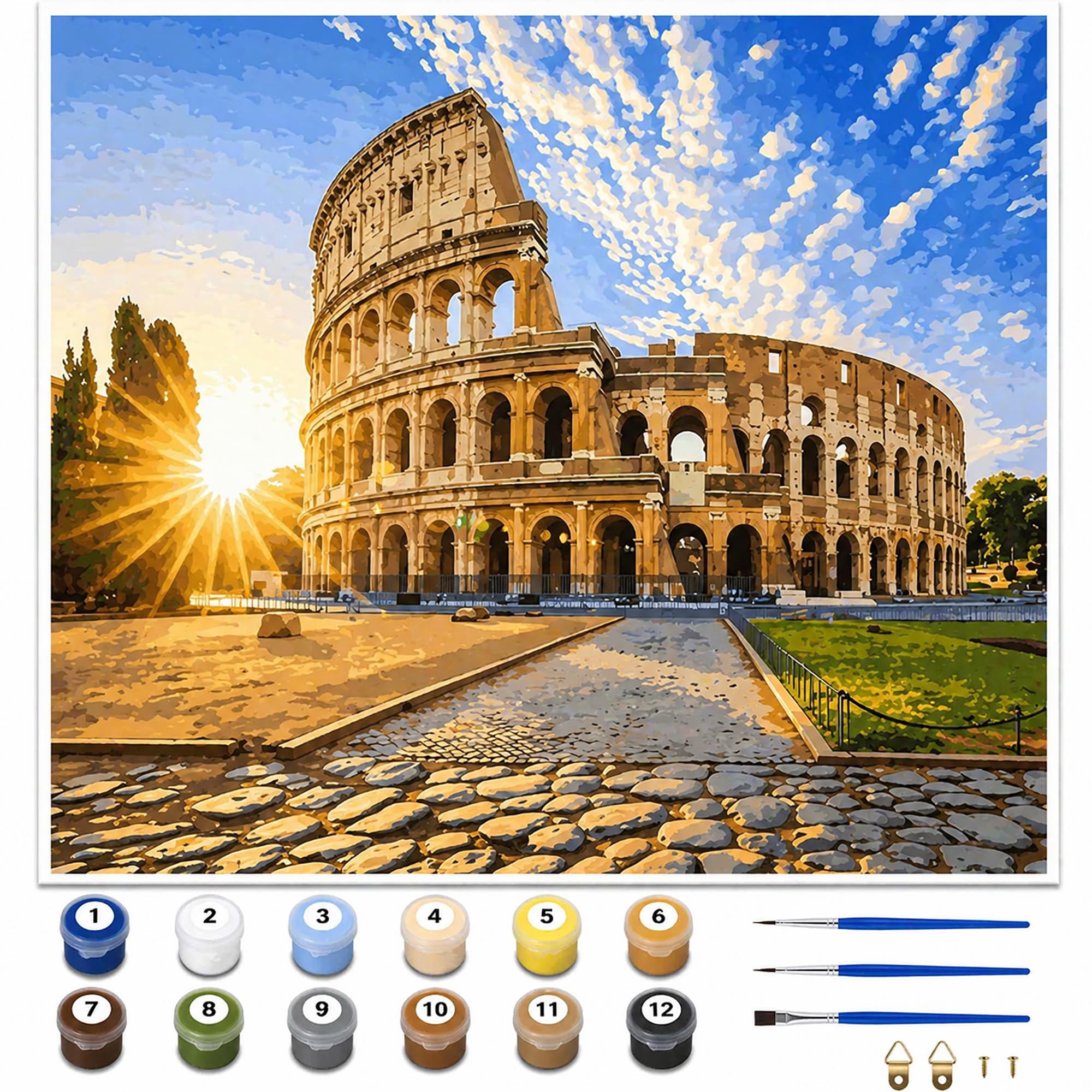 Syntego Rome Colosseum Paint by Numbers Kit for Adults – 50x40cm Canvas DIY Painting Set with Acrylic Paint & Brushes – Easy Art Craft, Home Decor & Gift — image 1